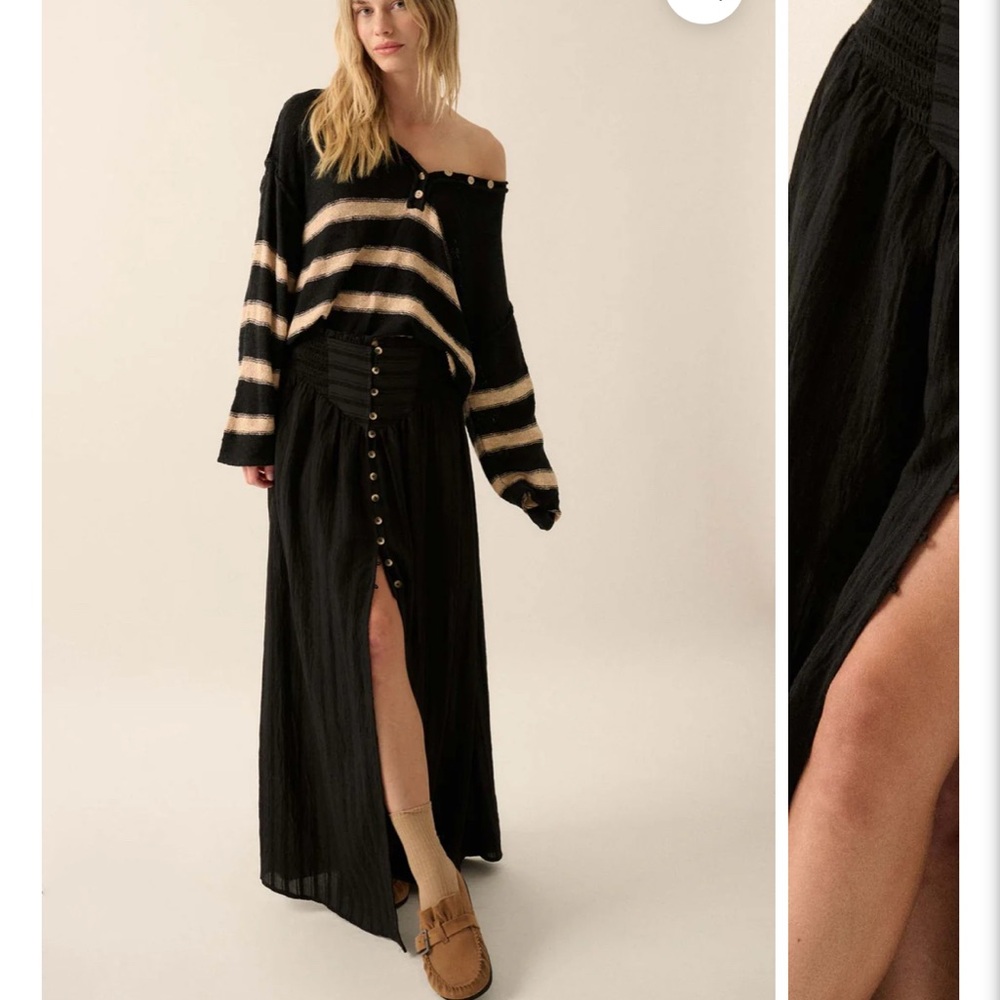 Promesa Black Button-Down maxi Skirt